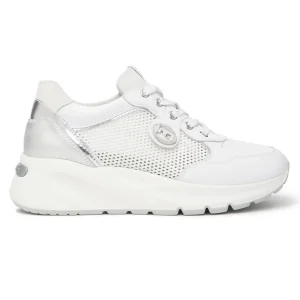Sneakers NeroGiardini E615180D 707 Donna Pelle Traforata Bianca | Tendenza e Comodità