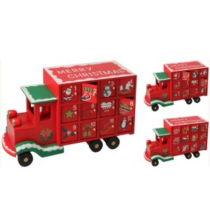 CALENDARIO AVVENTO IN LEGNO CAMION ROSSO